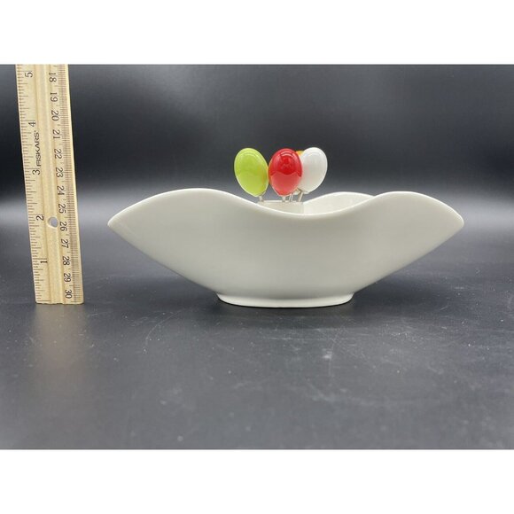 Appetizer Snack Bowl Olive Pick Modern Ceramic Uno Casa Serving Dish Forks Party - Picture 8 of 9